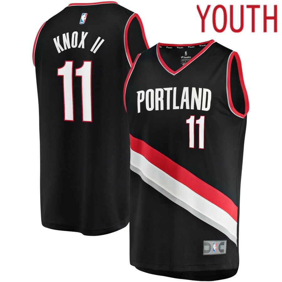 Youth Portland Trail Blazers 11 Kevin Knox II Fanatics Branded Black Fast Break Player NBA Jersey
